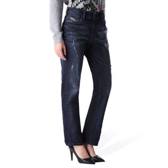 $228 Diesel Women’s Reen Regular Straight Jeans 0844T Distressed Size W-27 - Picture 11 of 11